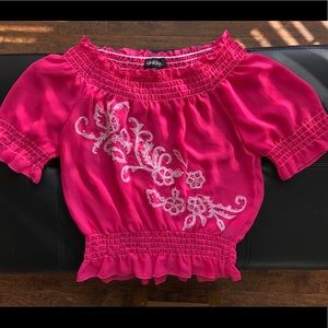 Pink Embroidered Crop Top